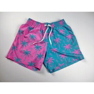 Chubbies The Prince of Prints Pink Blue Palm Trees Swim Shorts Men S 5.5 Inseam